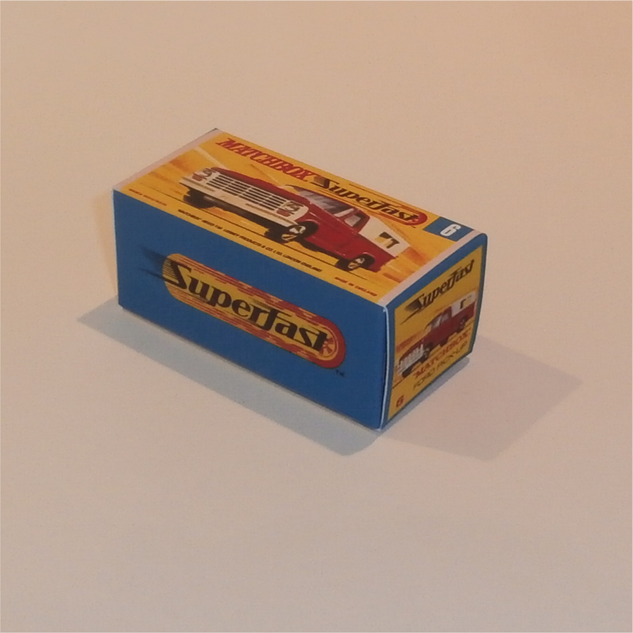 No:6 Matchbox Superfast Ford Pick-Up Reproduction Box 