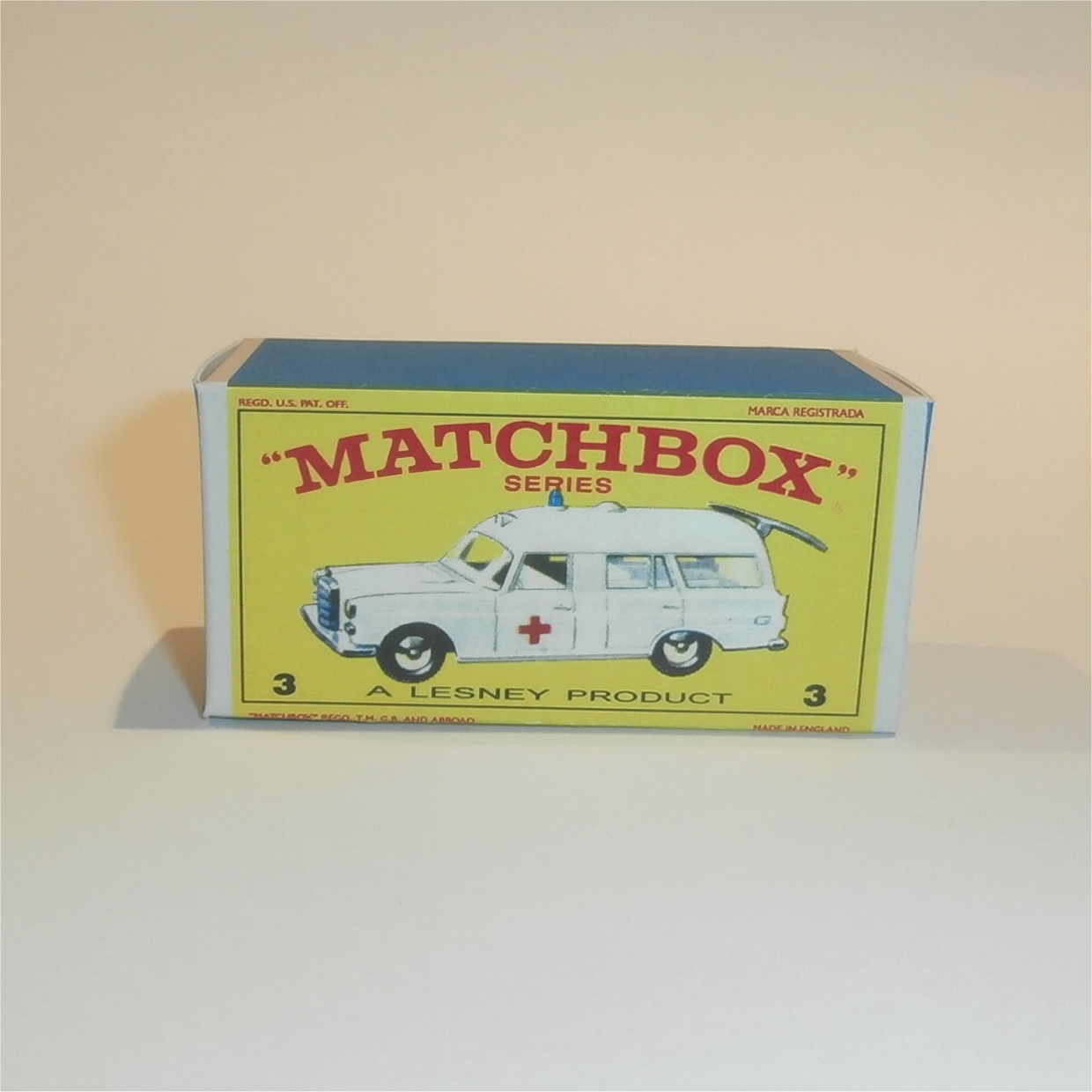 RecoverToy Matchbox Lesney 3c Mercedes Benz Ambulance Repro Box mb75e03c AU 9.99
