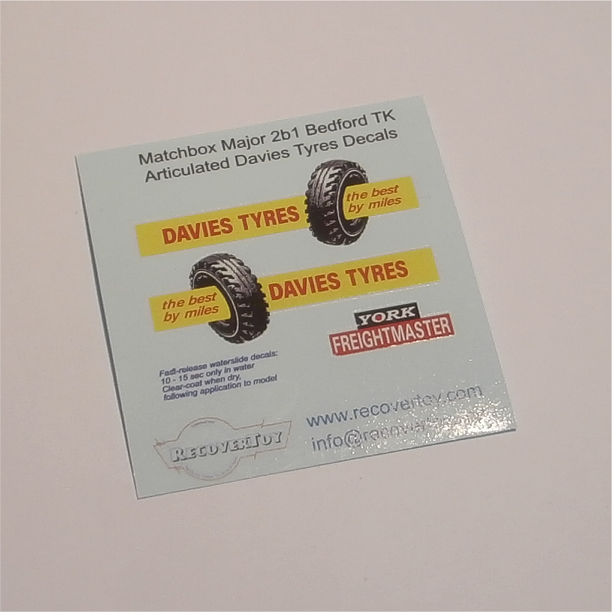 Matchbox Davies Tyres Semi Truck Sticker Set      MB-M2B1 