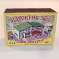 Matchbox Lesney Accessory MF-1 Fire Station Green Roof D Style Repro Box