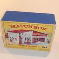 Matchbox Lesney Accessory MF-1 Fire Station Red Roof Repro E style Box