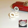 Dinky Toys Later Sedan Tires set 4 Slotted White Tyres Pack #58