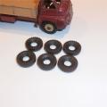 Dinky Toys Military Supertoys Black Block Tread Tires 6 Tyres Pack #116