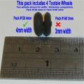 Tootsie Toys 14mm Rubber Wheel 4mm Wide Black 4 Tyres Pack #128