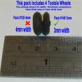 Tootsie Toys 14mm Rubber Wheel 3mm Wide Black 4 Tyre Pack #148